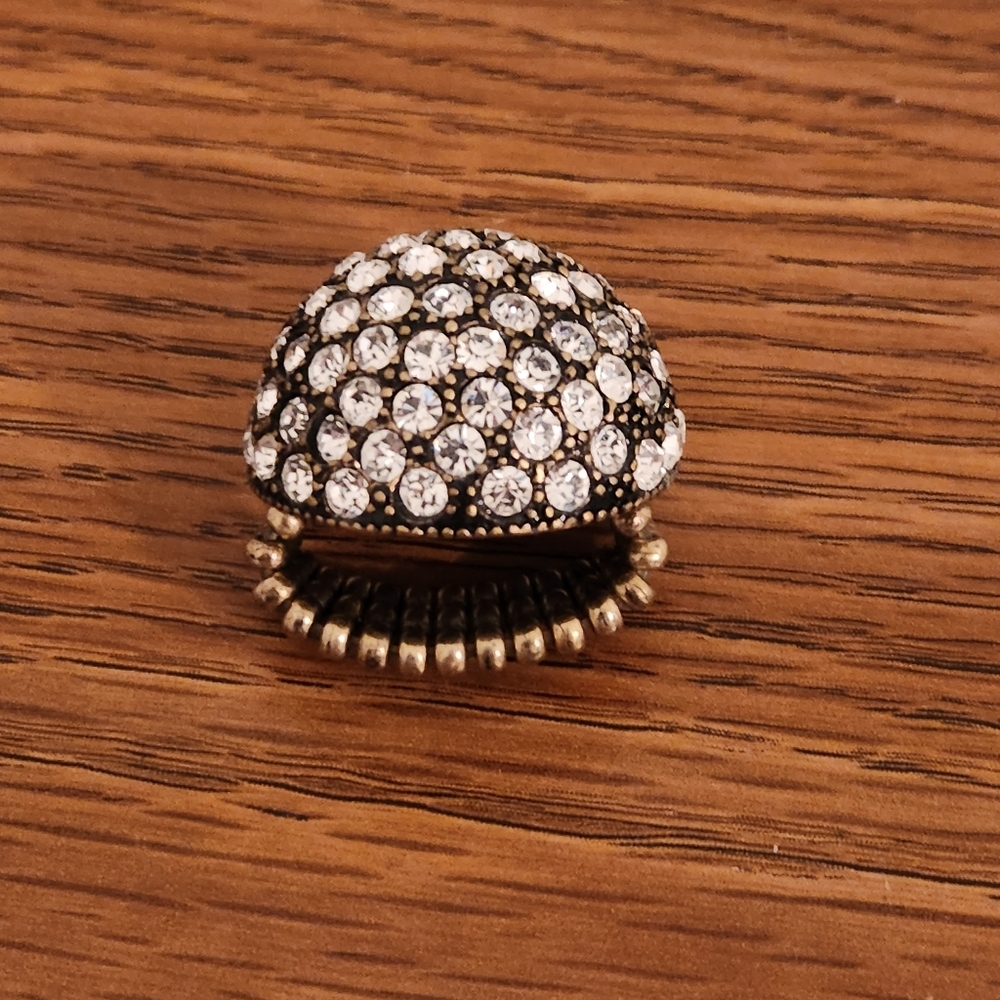 Y2K 1990s Pave Rhinestone Stretch Ring - Picture 4 of 10